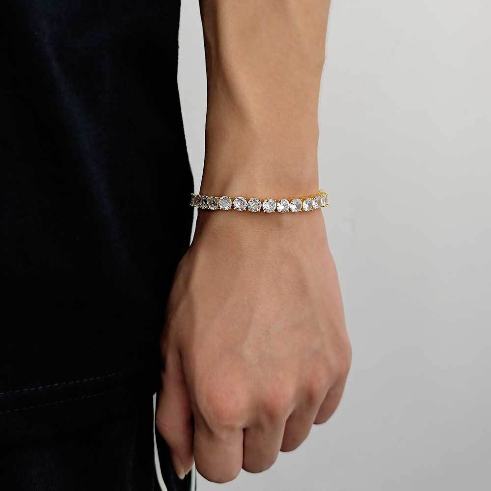 Wholesale Trendy Tennis Chain Zirconia Bracelet Hip Hop Copper Plated Men's Bracelet Jewelry Fashion Accessories